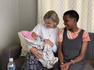 alane with fausta in prayer room
