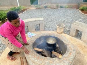 firepit girls cook beans